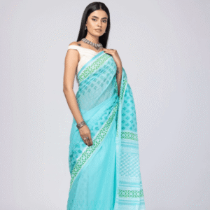 Cyan Bloom Saree