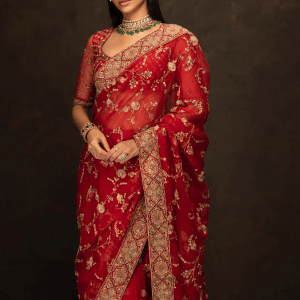 Crimson Royale Embroidered Saree